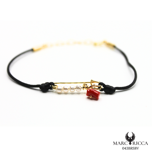 Bracelet Vermeil Corail & Perles Broche