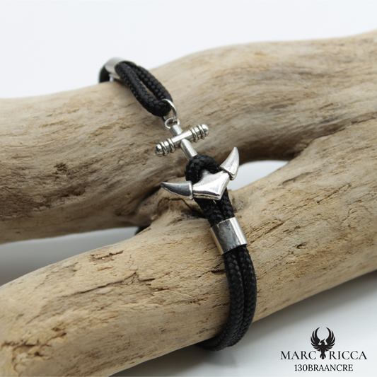 Bracelet Argent Cordon Ancre Marine