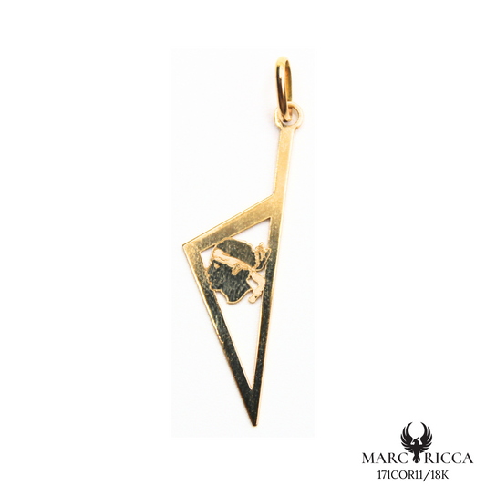 Pendentif Or Corse Stylisée Creuse & Tête de Maure 18 ou 9 carats