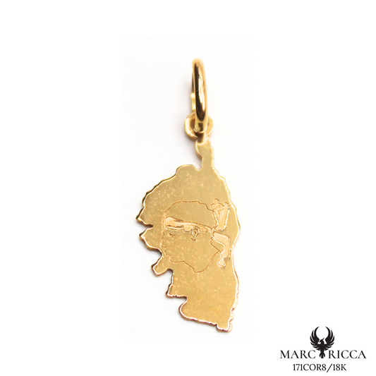 Pendentif Or Corse Pleine & Tête de Maure Gravée 18 ou 9 carats