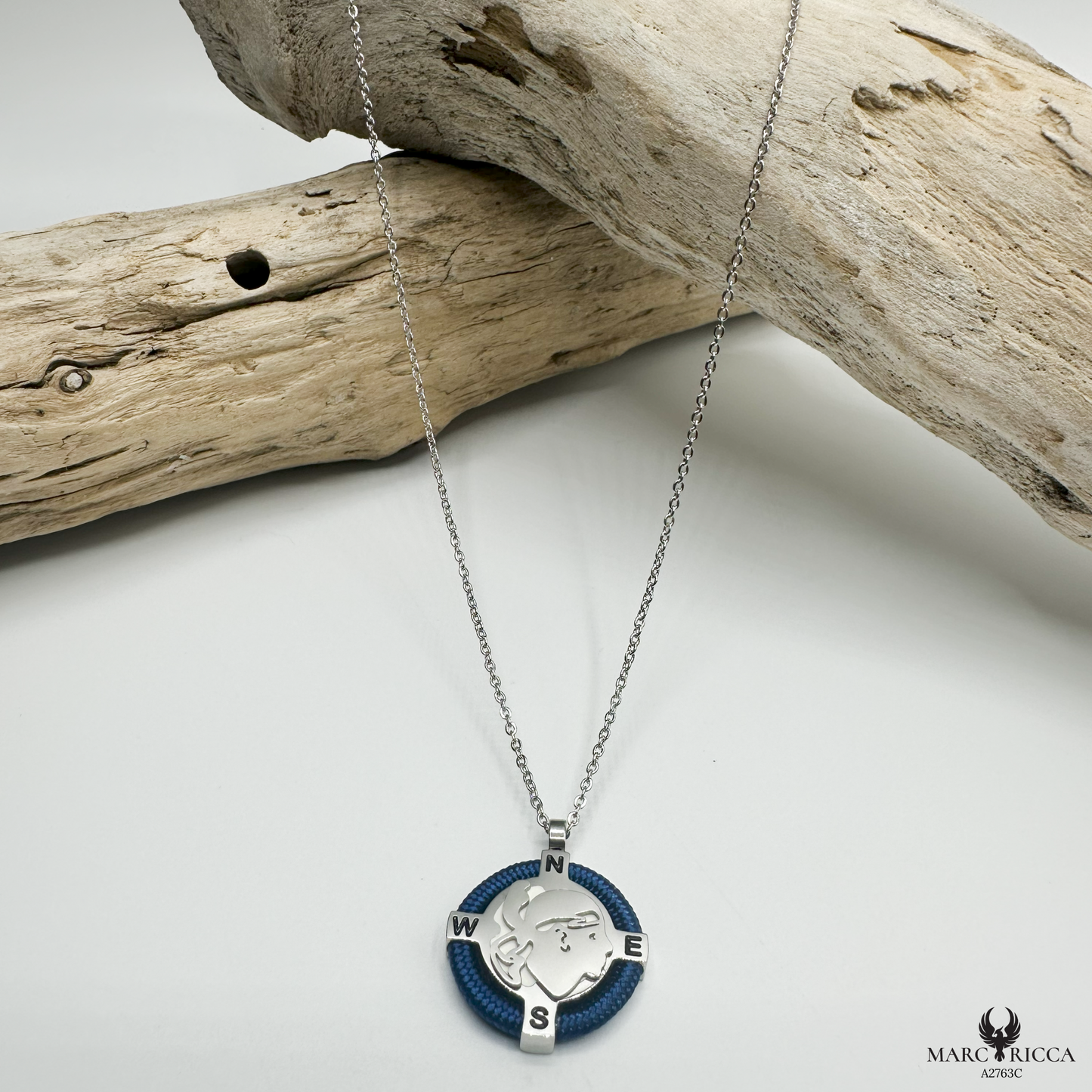 Collier Acier Tête de Maure & Cordon