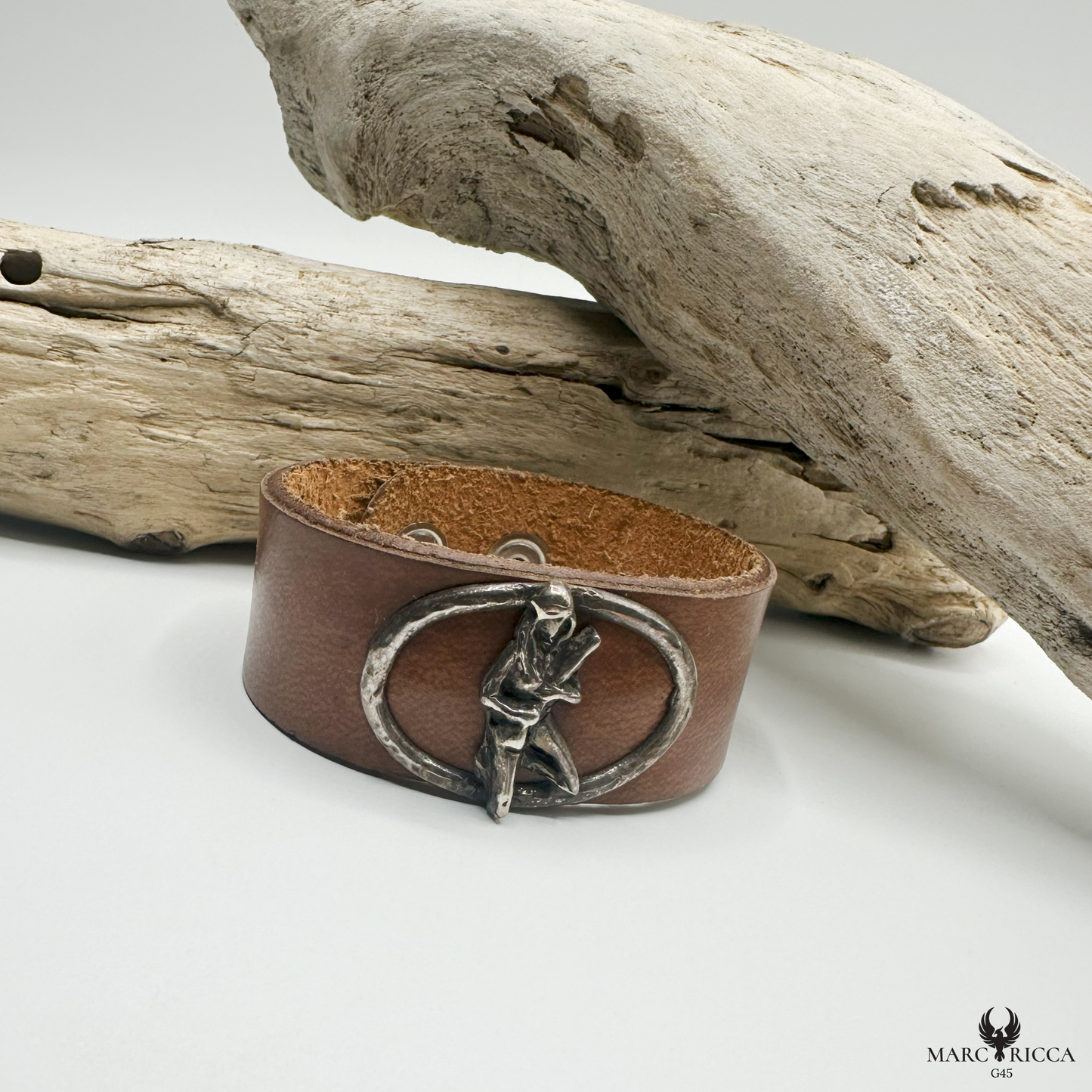 Bracelet Cuir Argent Ribellu / Produit Unique