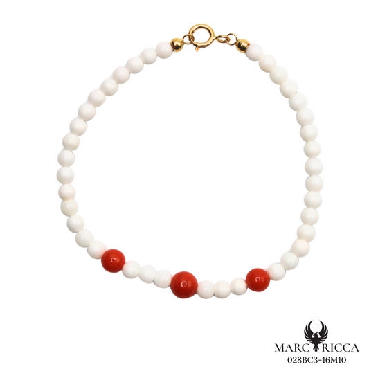 Bracelet Argent Corail Blanc & Rouge
