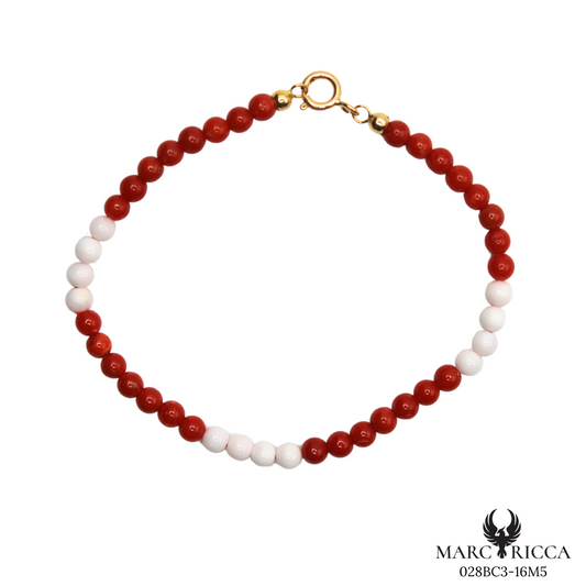 Bracelet Or Corail Rouge & Blanc