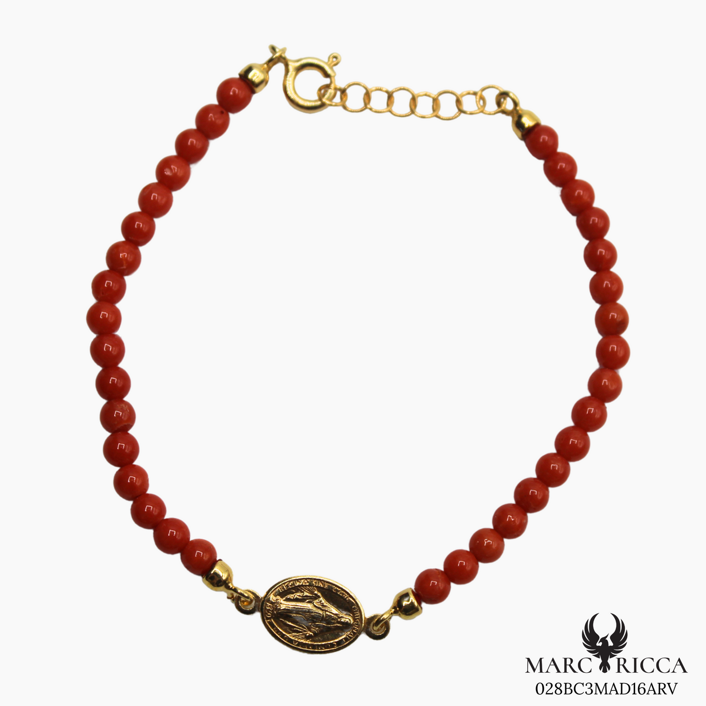 Bracelet Vermeil Corail Perle & Madone