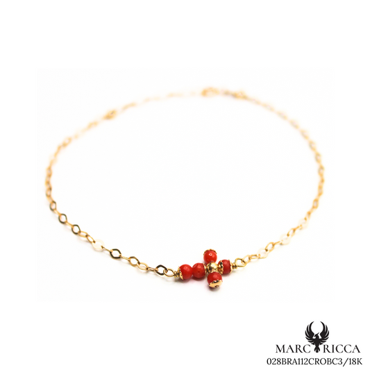 Bracelet Or Corail Perle Croix