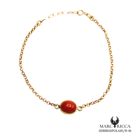 Bracelet Or Corail Cabochon Ovale