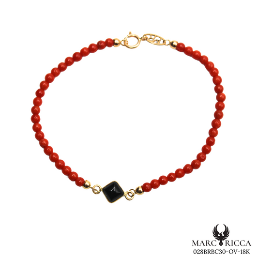 Bracelet Or Corail & Onyx Carrée