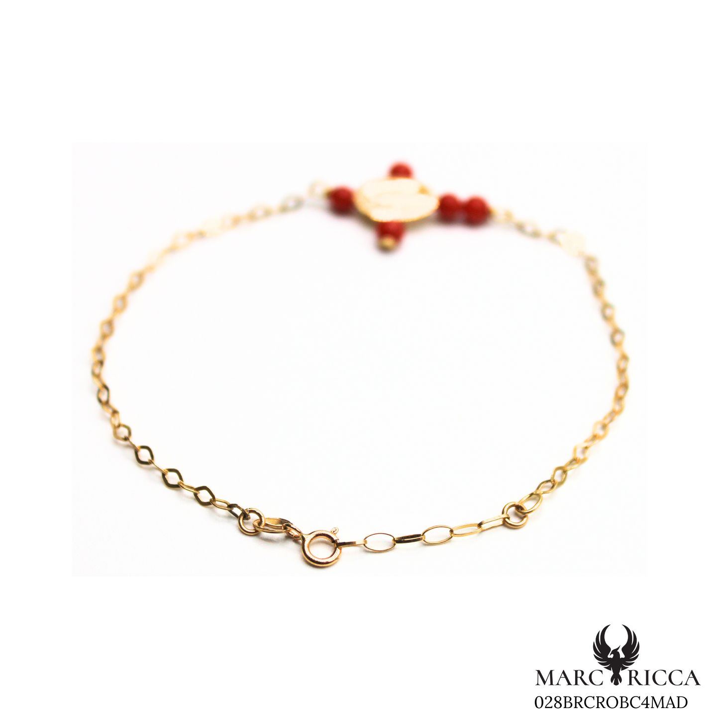Bracelet Or Corail Perle Croix & Madone
