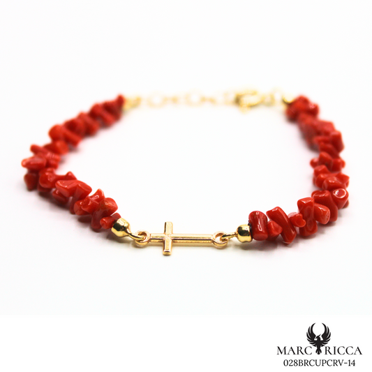 Bracelet Vermeil Corail Cupolino & Croix
