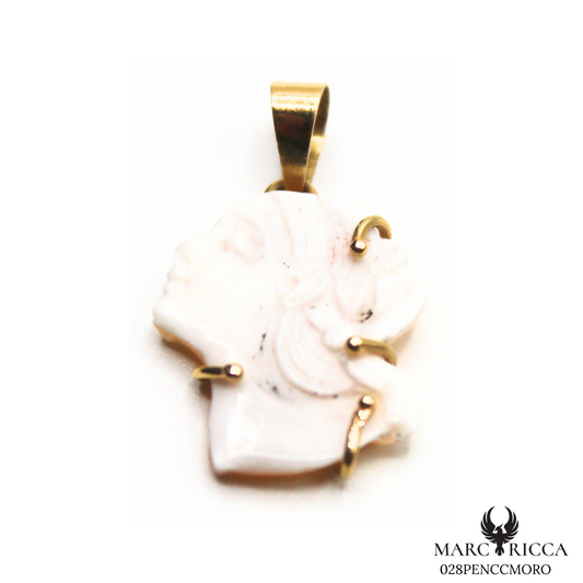 Pendentif Or Tête de Maure Nacre Griffé Pièce unique