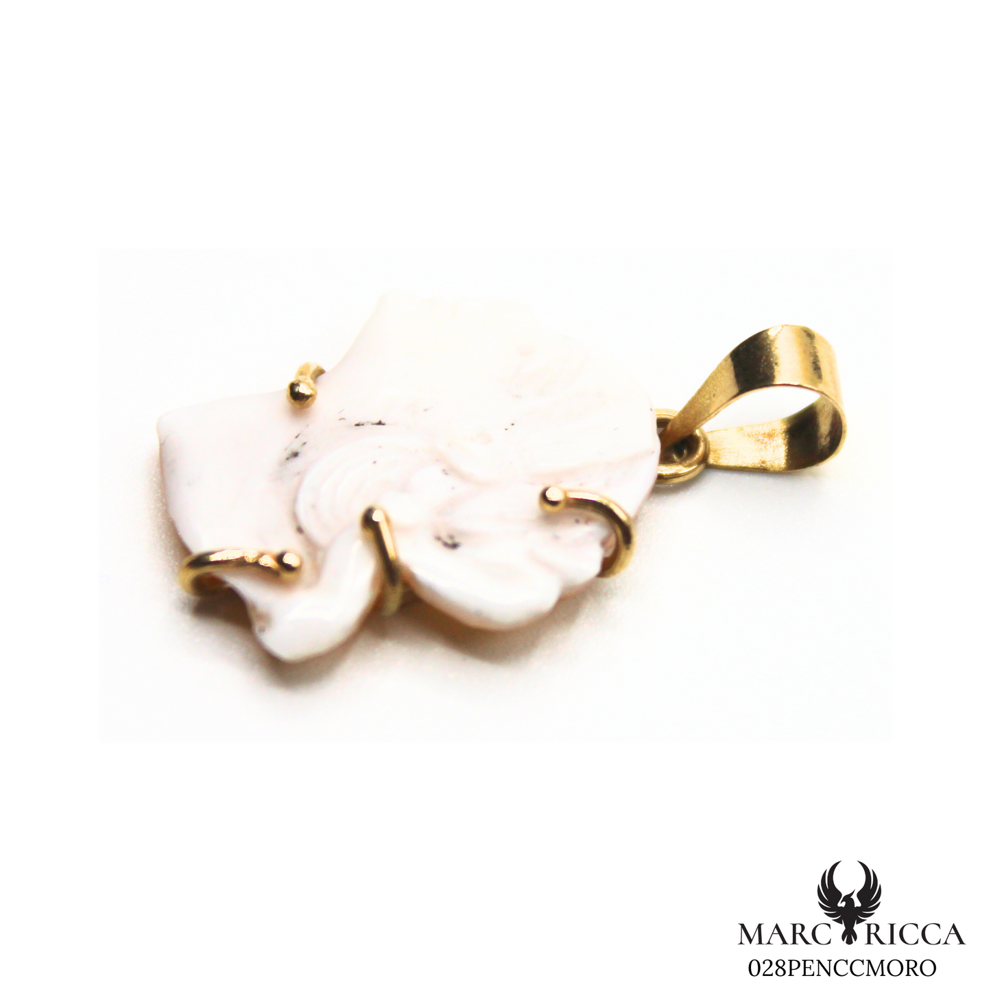 Pendentif Or Tête de Maure Nacre Griffé Pièce unique