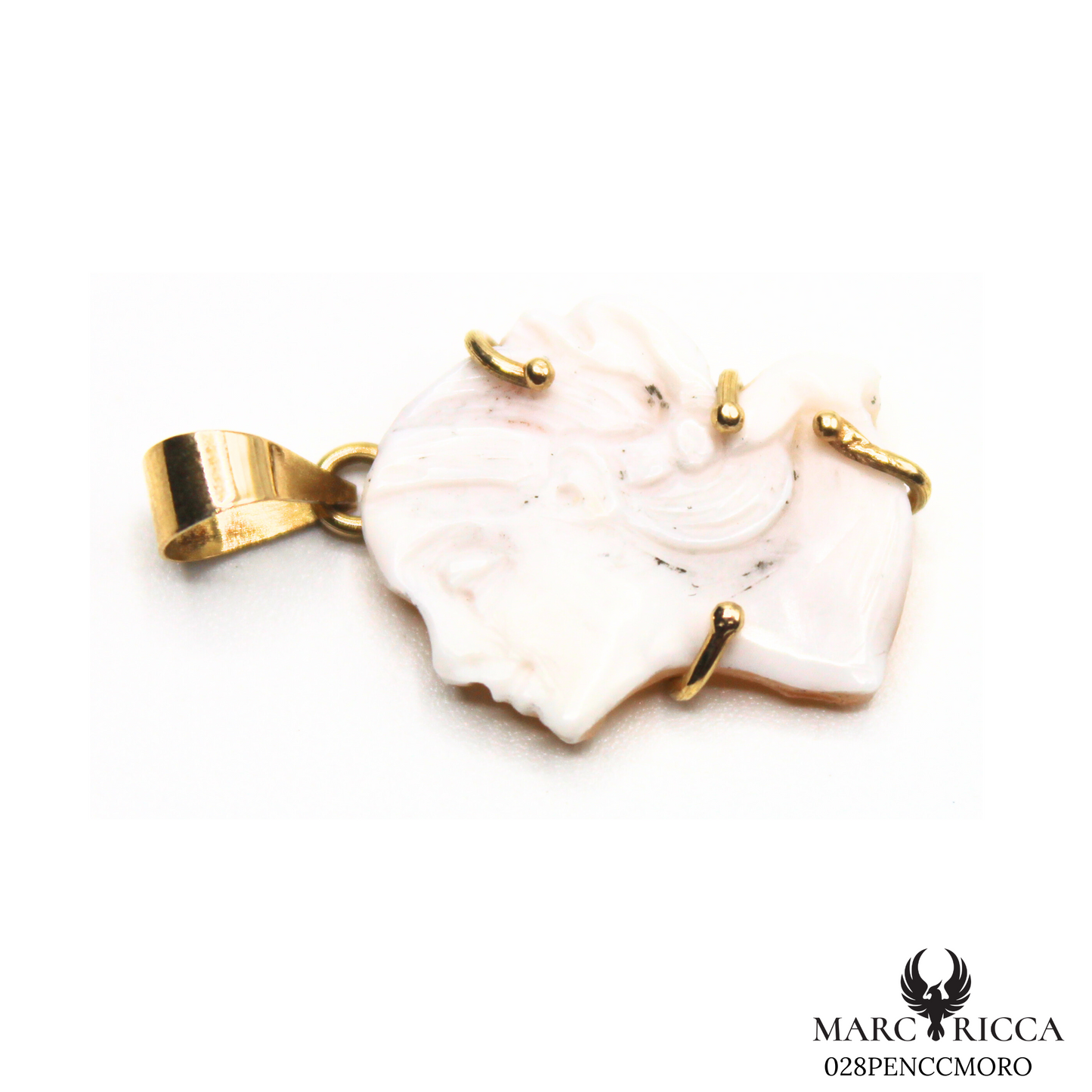 Pendentif Or Tête de Maure Nacre Griffé Pièce unique
