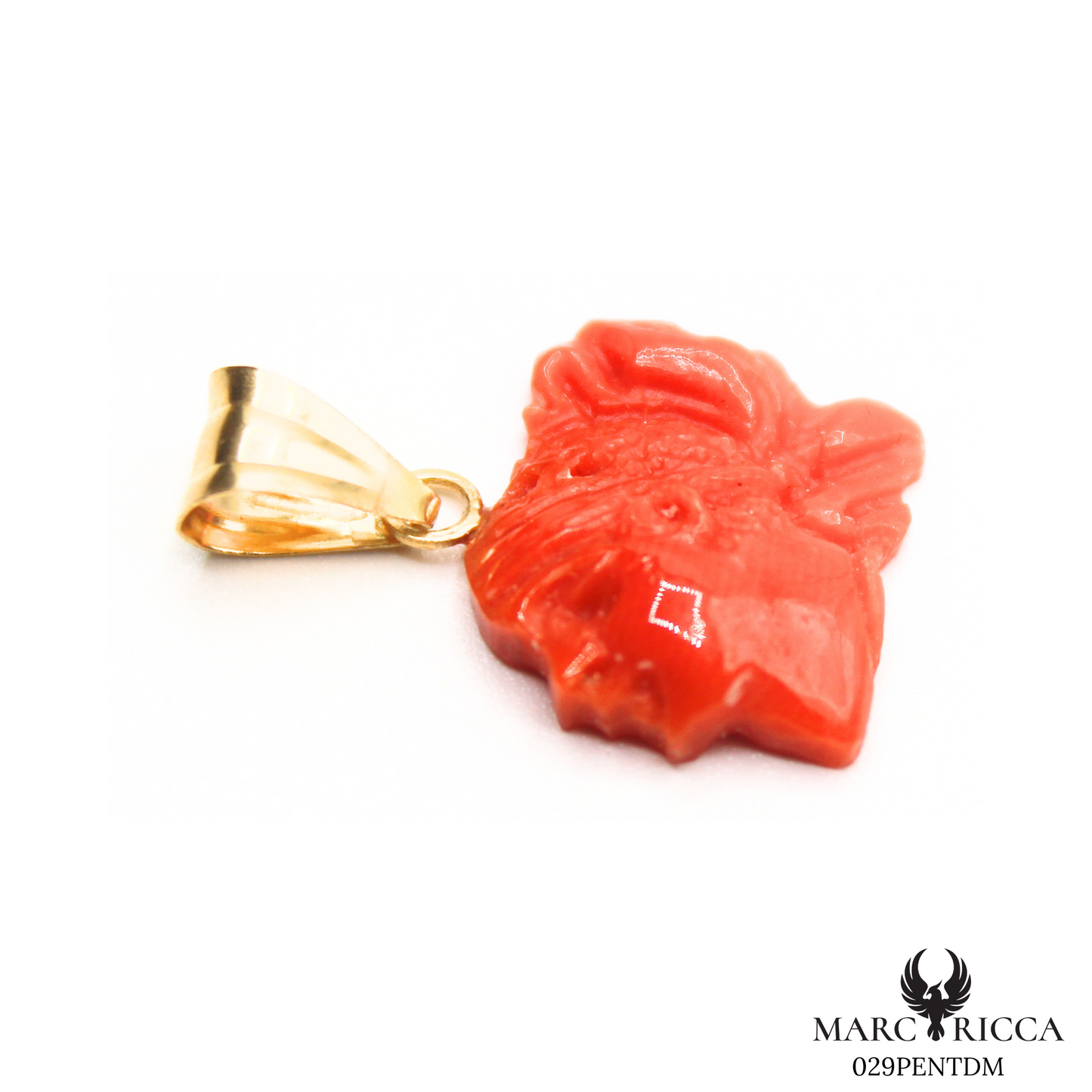 Pendentif Or Corail Tête de Maure Tigé Pièce Unique