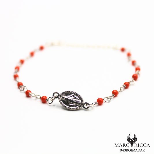 Bracelet Argent Corail Perle & Madone