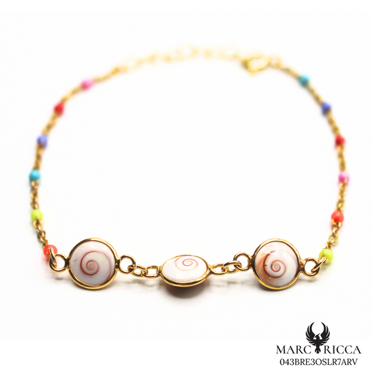 Bracelet Vermeil 3 Œil Sainte Lucie & Perle Résine
