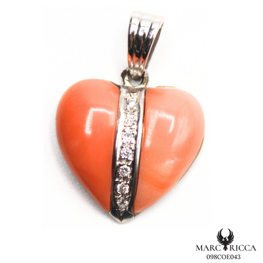Pendentif Or Corail Rose & Brillant Pièce Unique