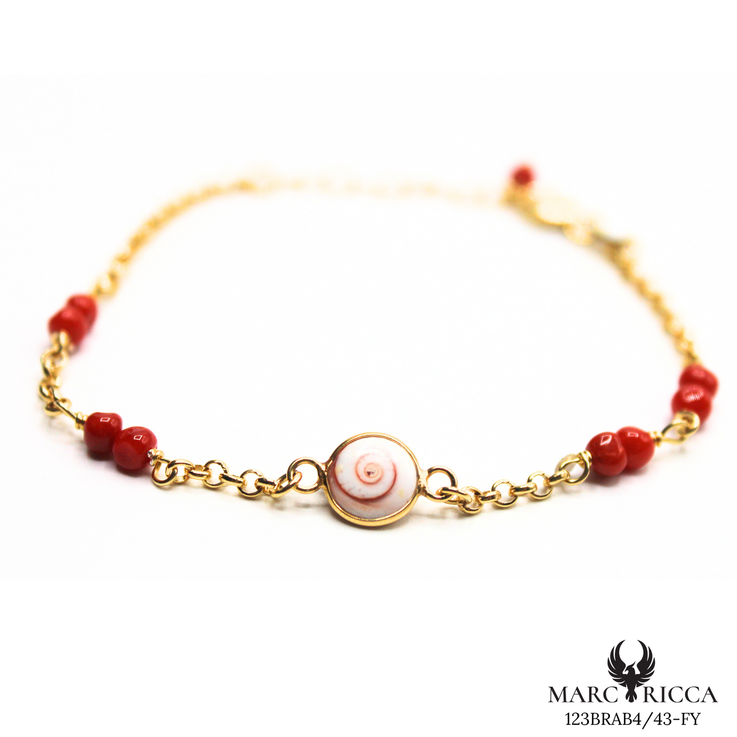 Bracelet Vermeil Corail Perle & Œil Sainte Lucie