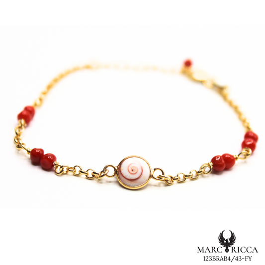 Bracelet Vermeil Corail Perle & Œil Sainte Lucie