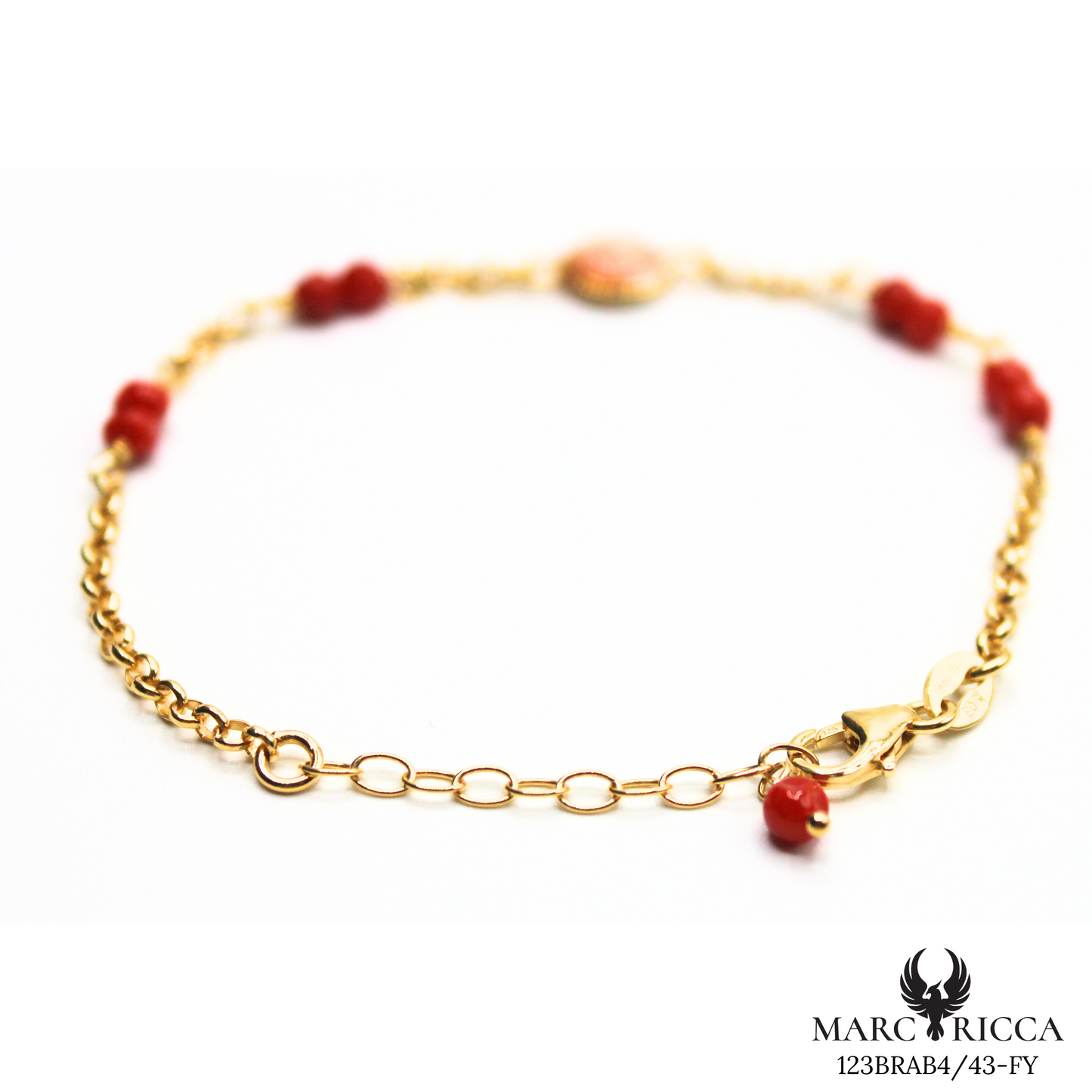 Bracelet Vermeil Corail Perle & Œil Sainte Lucie