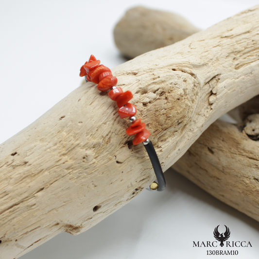 Bracelet Jonc Argent Caoutchouc Corail Cupolino