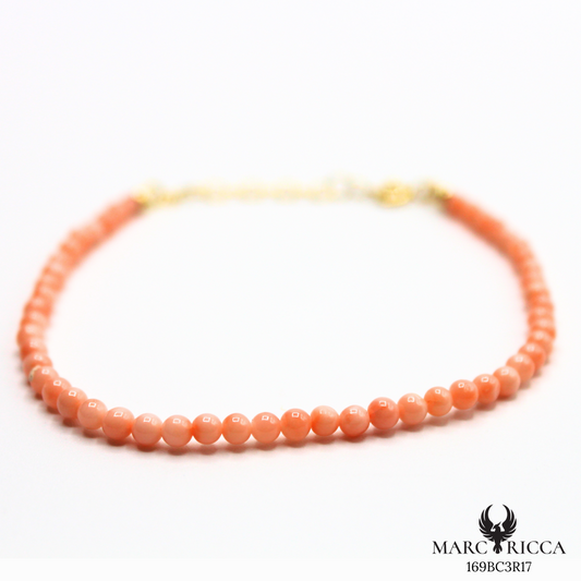 Bracelet Vermeil Corail Rose Perle 3mm