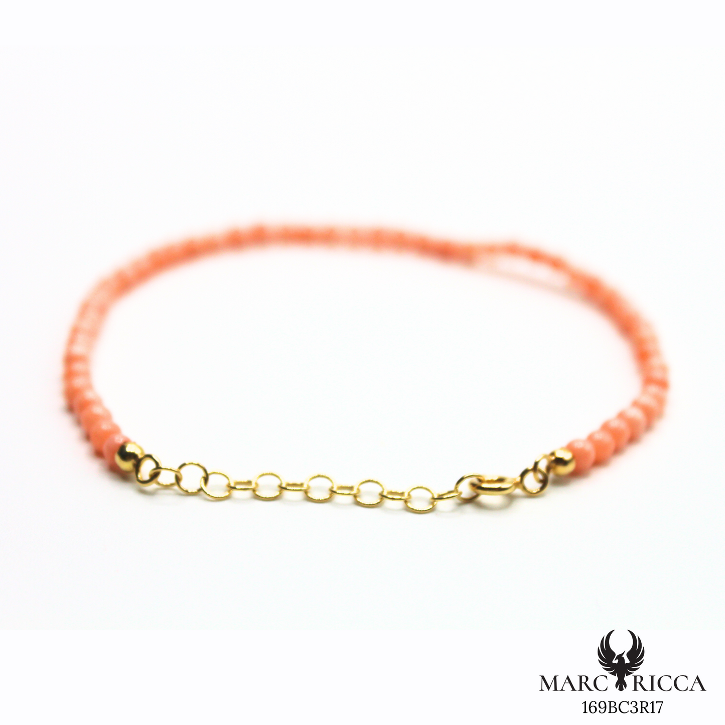 Bracelet Vermeil Corail Rose Perle 3mm