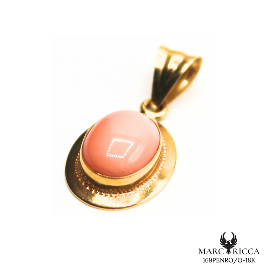Pendentif Or Corail Cabochon