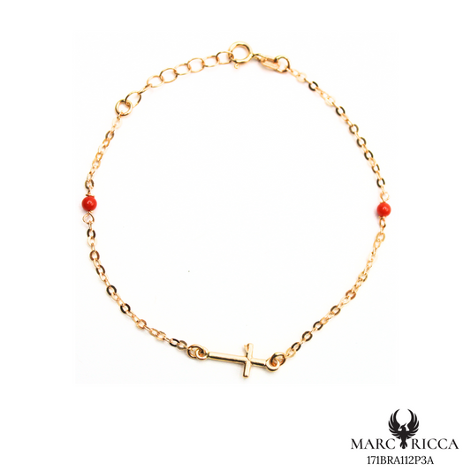 Bracelet Or Corail Perle & Croix