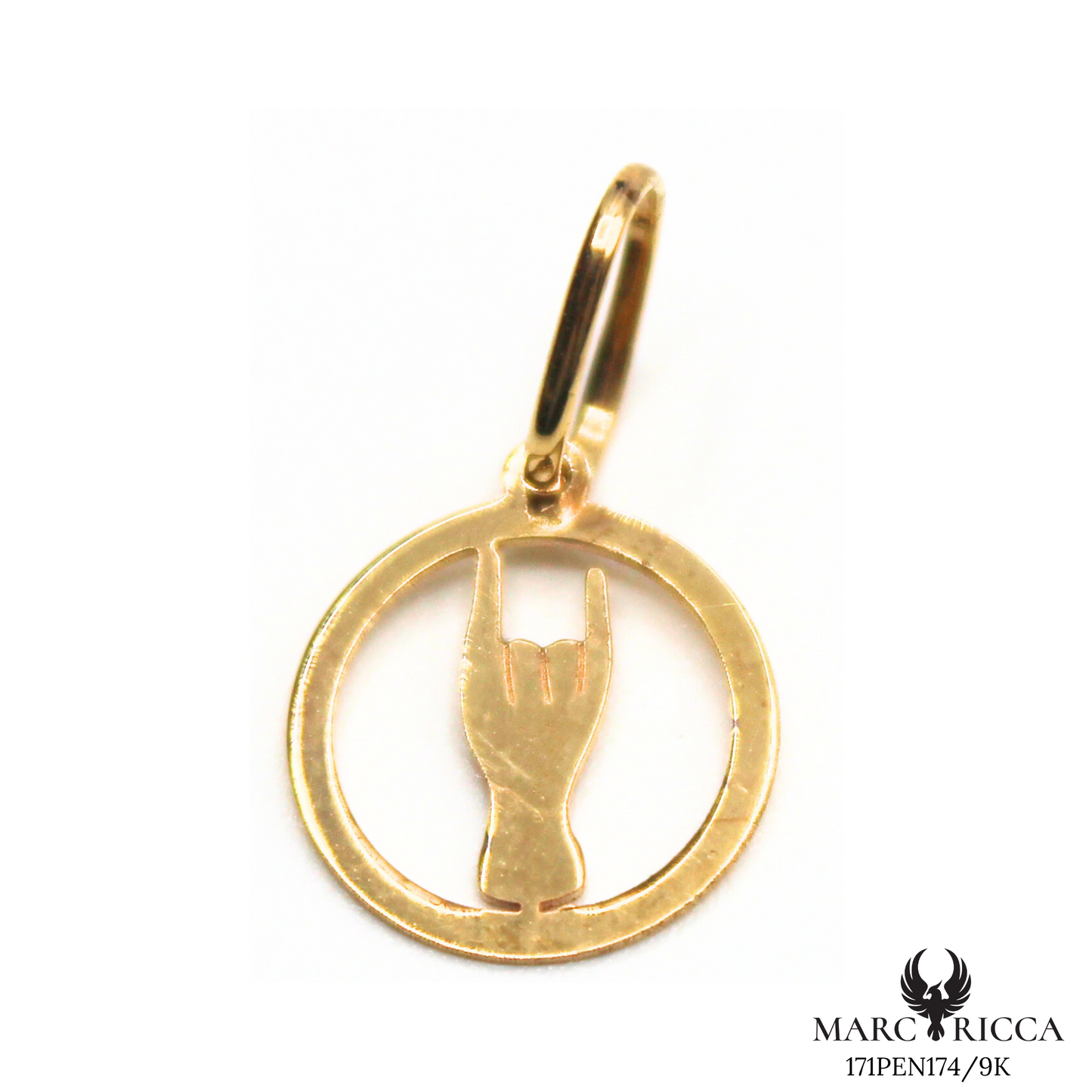 Pendentif Or Main Corne Cerclé