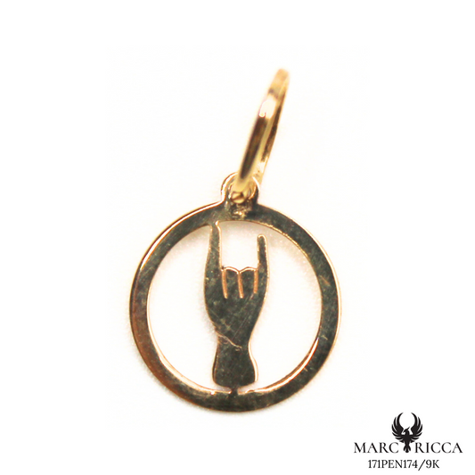 Pendentif Or Main Corne Cerclé