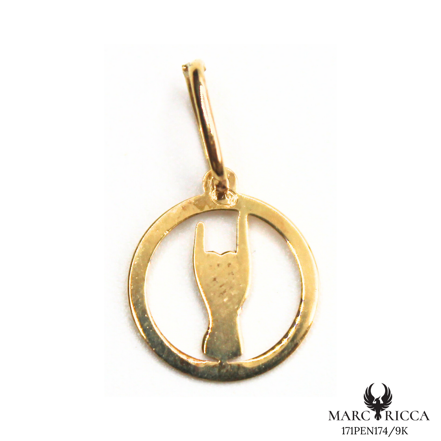 Pendentif Or Main Corne Cerclé