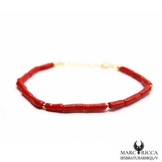 Bracelet Vermeil Corail Tube & Perle