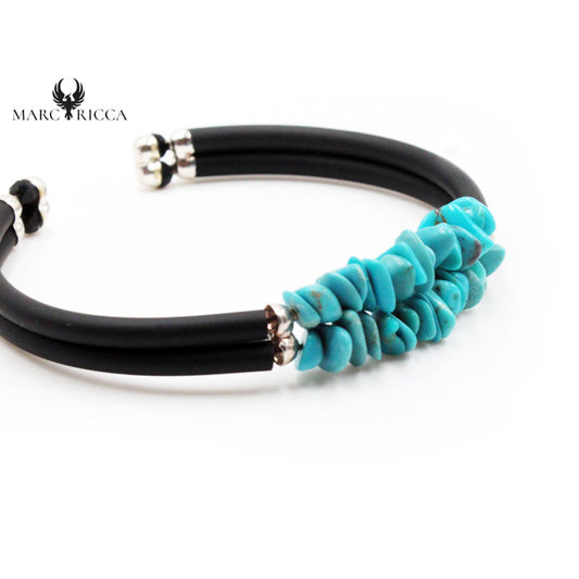 Bracelet Caoutchouc 2 Rangs Turquoise